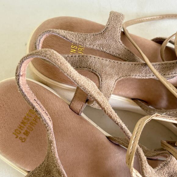 Johnston & Murphy Strappy Sandals 7 Tan Beige Platform 90s Y2K - Picture 5 of 7
